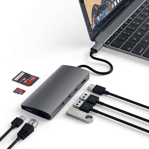 Адаптер Satechi Multi-Port V2, Type-C, 8 в 1, «серый космос»